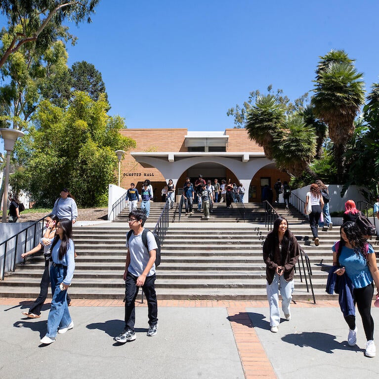 Students walking on campus
