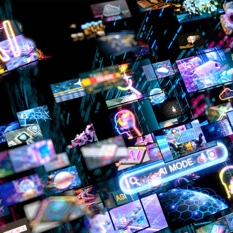 Dozens of small computer screen all displaying  different content.
