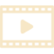 Podcast production company video icon with film strip and play button, representing video podcasting services