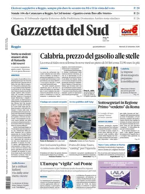 Prima Pagina "Gazzetta del Sud | Reggio Calabria"