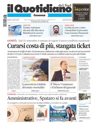 Prima Pagina "Il Quotidiano del Sud | Cosenza"
