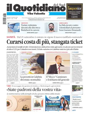 Prima Pagina "Il Quotidiano del Sud | Vibo Valentia"