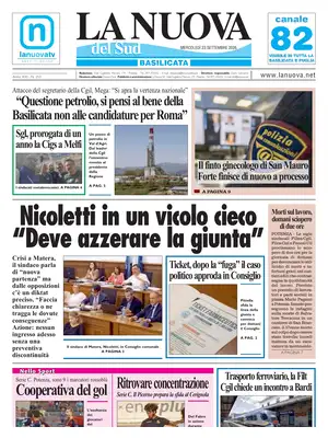 Prima Pagina "La Nuova del Sud | Basilicata"